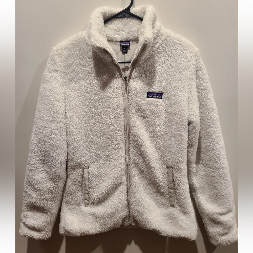 Patagonia Jacket Womens Medium Birch White Los Gatos Full Zip Pockets Fleece